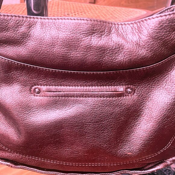 B Makowsky Bronze Pebble Leather Shoulder Bag Adjustable Strap Handle Purse - Picture 4 of 8